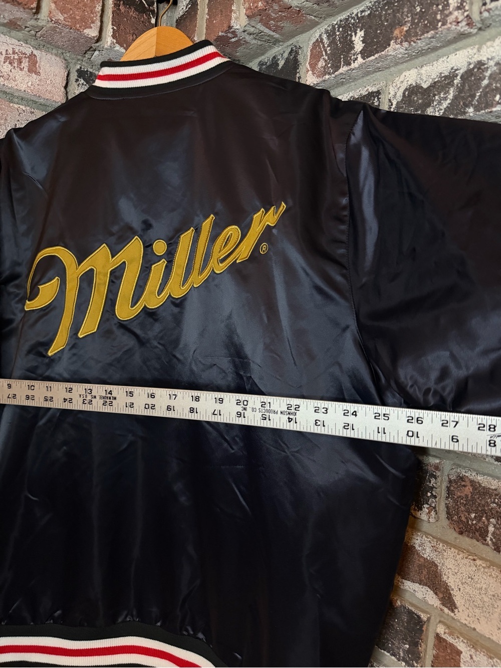 Miller Lite Navy Blue Football Helmet Embroidered Quilted Varisty Bomber Jacket - Picture 8 of 8